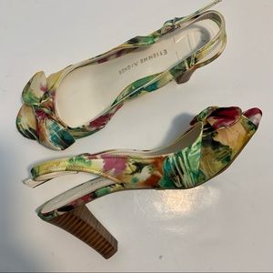 Etienne Aigner Floral Peep Toe Slingback Heels
